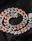 15mm cuban link necklace chain in baguette diamond White Gold Yellow Gold sterling silver hip hop jewelry cheap best quality custom made