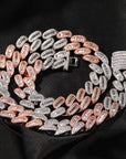 15mm cuban link necklace chain in baguette diamond White Gold Yellow Gold sterling silver hip hop jewelry cheap best quality custom made