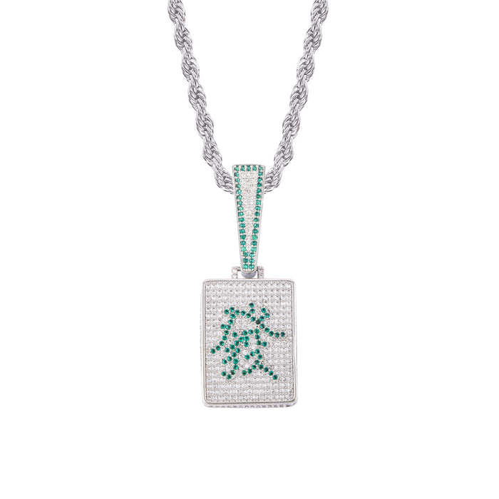 Custom Mahjong pendant Wealth and Rich necklace free chain 88rising rich chigga brian