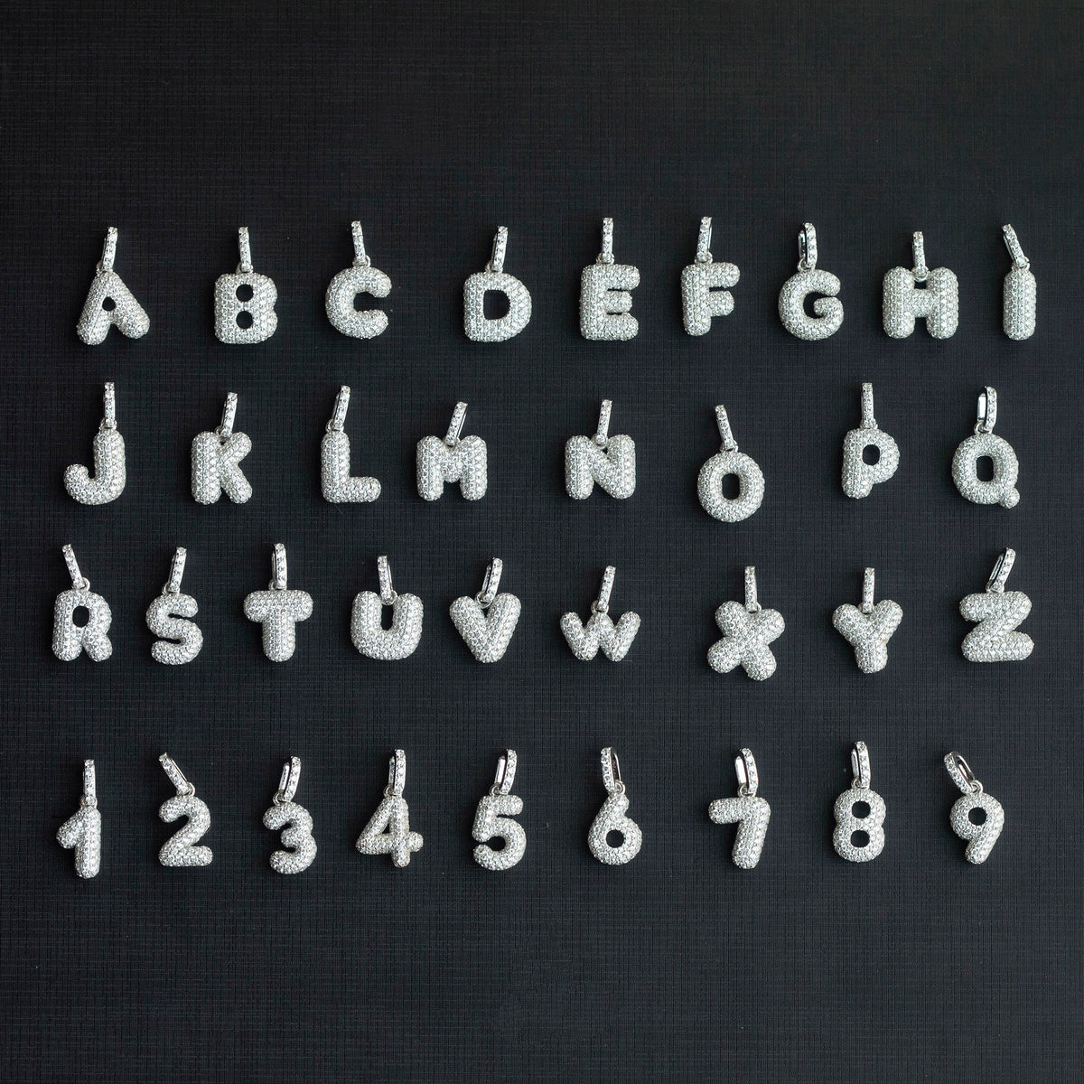 custom alphabet letter bubble nano greg yuna diamond silver white gold celebrity jewelers ifandco