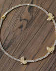 4mm tennis link with fully iced 3 butterflies short diamond necklace choker White Gold kylie jenner kardashians
