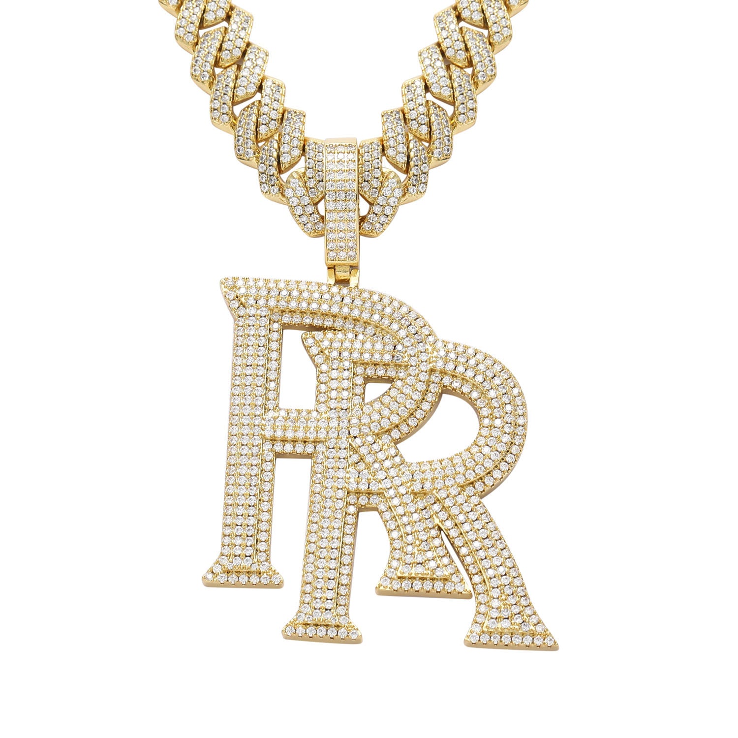 Double RR RoddyRicch diamond pendant &amp; necklace with free matching chain included shopgld ifandco