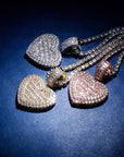 Custom memorial photo necklace chain heart locket baguette charm pendant diamond custom  shopgld
