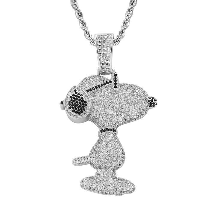 Iced Out diamond Charlie Brown Snoopy pendant necklace with free matching chain included free shipping top rappers jewelry brand urban fashion jewelers shopgld