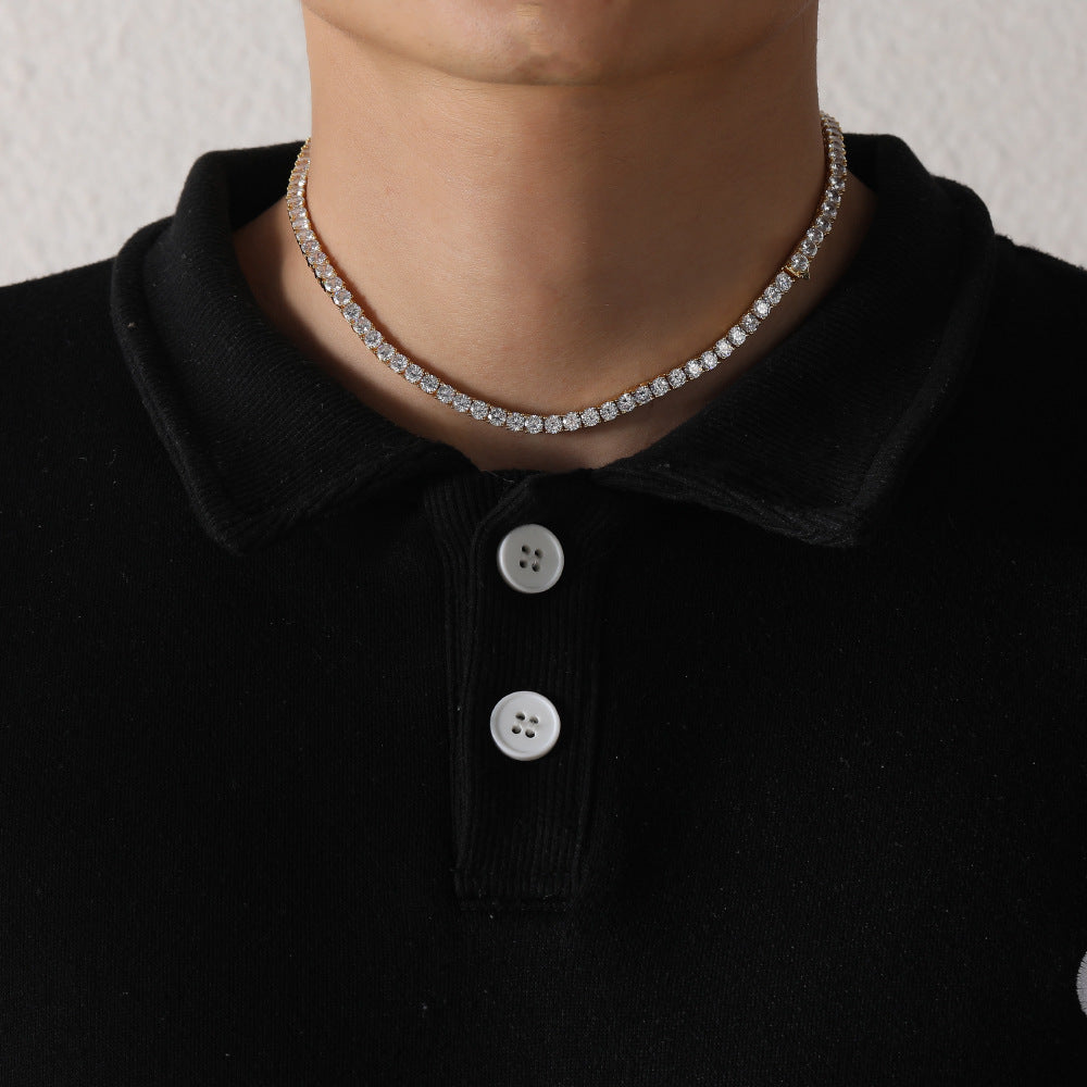 4mm tennis link silver white gold diamond necklace short diamond necklace choker White Gold kylie jenner kardashians fashion nova shein