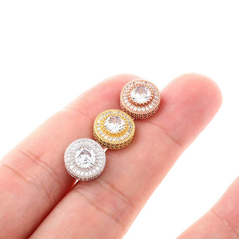 12mm stud earrings diamond earring iced halo solitaire k gold shopgld