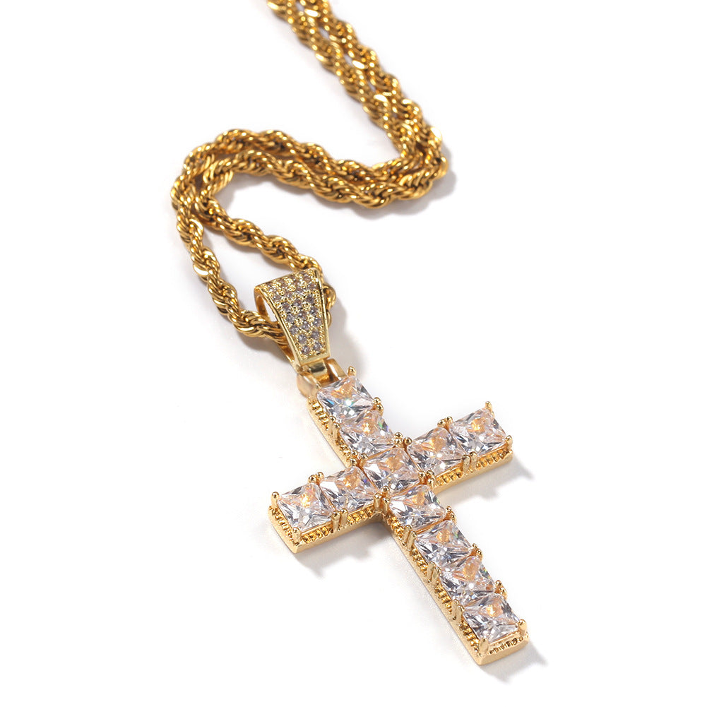 Princess cut cross pendant & necklace with free matching chain playboi carti vlone 