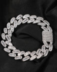 15mm cuban link necklace chain in baguette diamond White Gold Yellow Gold sterling silver hip hop jewelry cheap best quality custom made
