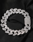 15mm cuban link necklace chain in baguette diamond White Gold Yellow Gold sterling silver hip hop jewelry cheap best quality custom made