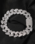 15mm cuban link necklace chain in baguette diamond White Gold Yellow Gold sterling silver hip hop jewelry cheap best quality custom made