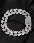 15mm cuban link necklace chain in baguette diamond White Gold Yellow Gold sterling silver hip hop jewelry cheap best quality custom made