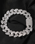 15mm cuban link necklace chain in baguette diamond White Gold Yellow Gold sterling silver hip hop jewelry cheap best quality custom made