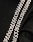 fully iced out 12mm curb cuban link necklace chain in baguette diamond White Gold shopgld