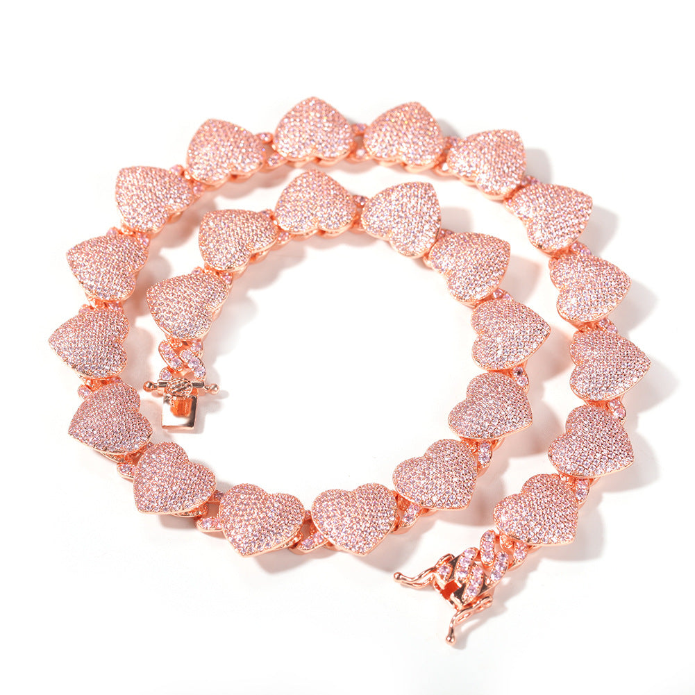 Fully iced interlaced heart 3D links necklace chain egan Thee Stallion hip hop jewelry celebrities jewelers diamond necklace bracelet ankle ring