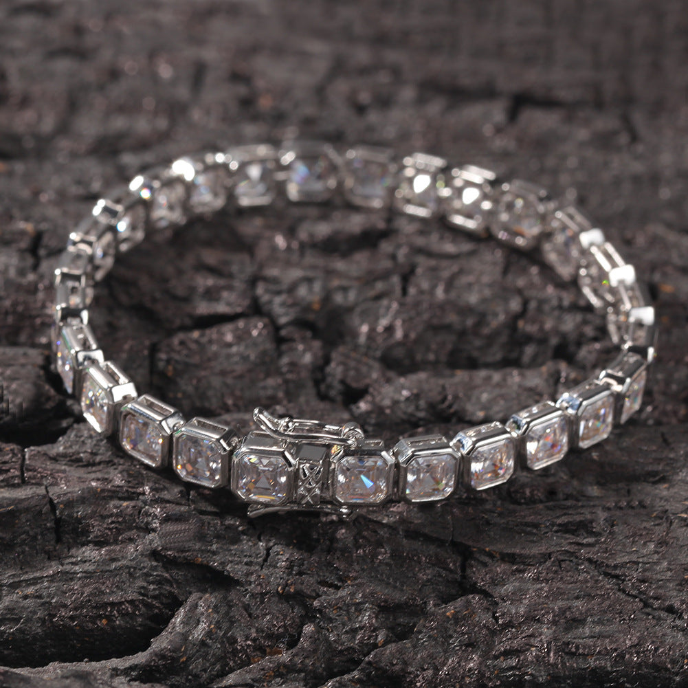 Emerald-Cut Diamond Eternity Line Tennis Bracelet in white gold travis scott