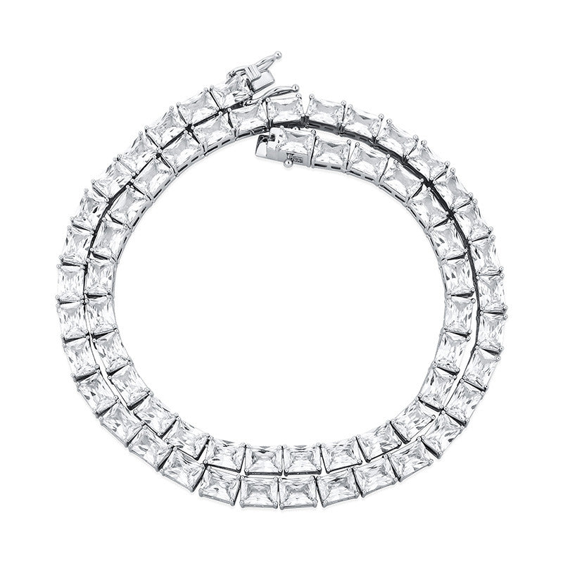 rectangle radiant cut diamond tennis link necklace chain diamond white gold travis rapper hip hop jewelery jewelers celebrity