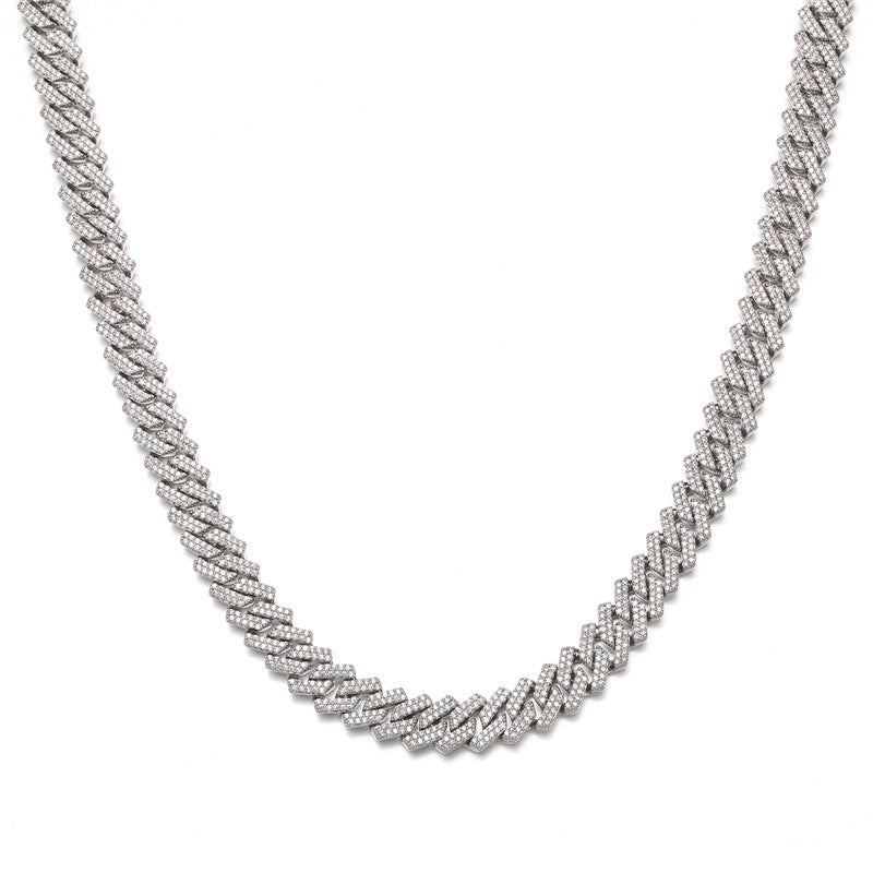 Large Clasp Link Necklace White Gold