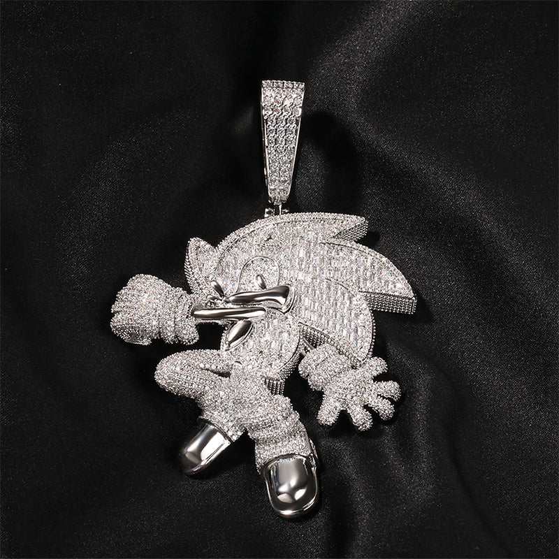 Sonic the Hedgehog Fully Iced diamond Pendant Diamond free necklace chain ifandco