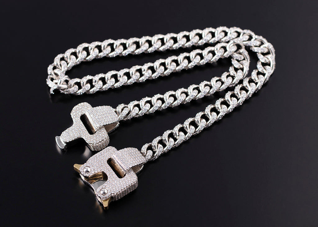 iced encrusted cobra buckle cuban links chain necklace ALYX hero ASAP ROCKY KANYE WEST KID CUDI TRAVIS SCOTT