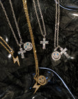 eyefunny smiling face thunder pendant necklace chain diamond jbalvin kim jones clot virgil offwhite