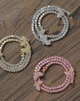 4mm tennis link with fully iced 3 butterflies short diamond necklace choker White Gold kylie jenner kardashians