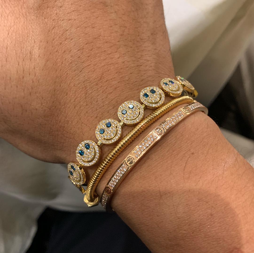 EYEFUNNY smiling face bangle bracelet smiley diamond vvs アイファニー POGGY KIM JONES VIRGIL JBALVIN