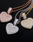 Custom memorial photo necklace chain heart locket baguette charm pendant diamond custom  shopgld