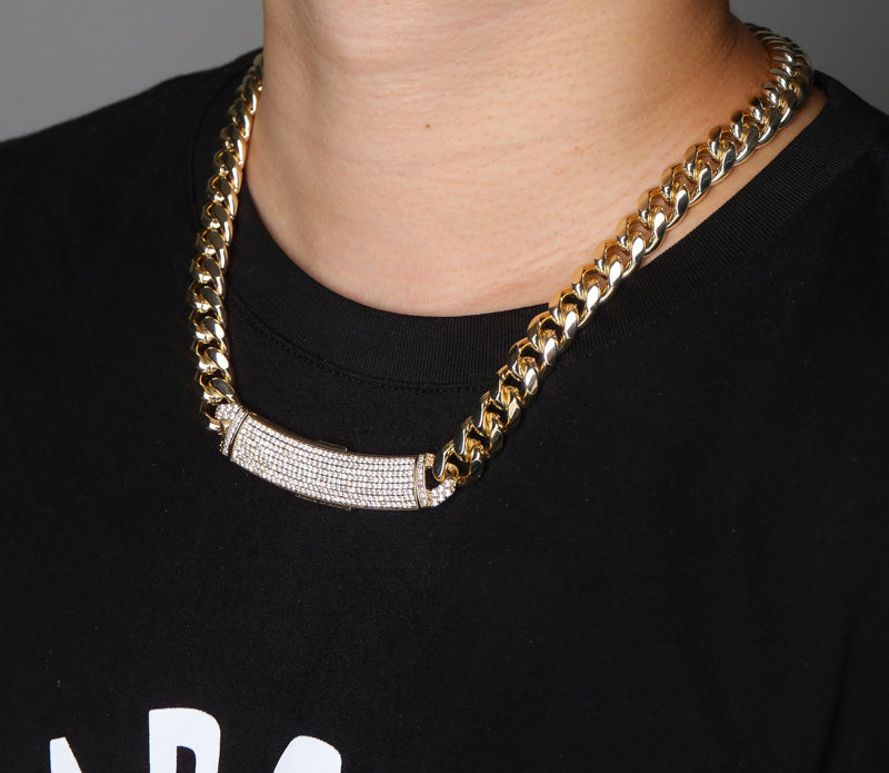 12mm cuban link necklace chain custom curvy clasp fully iced micro pave set diamond ifandco