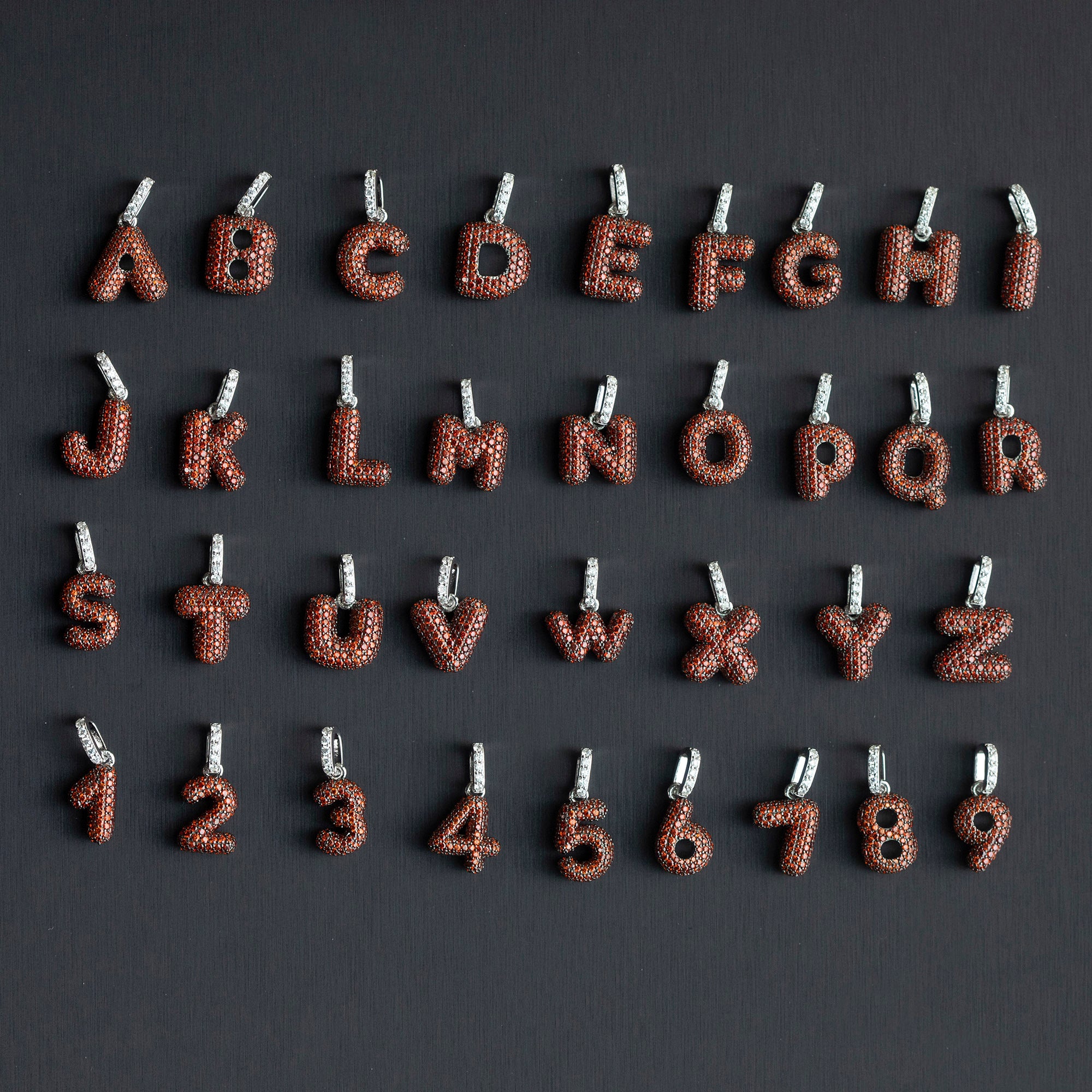 custom alphabet letter bubble nano greg yuna diamond silver white gold celebrity jewelers ifandco