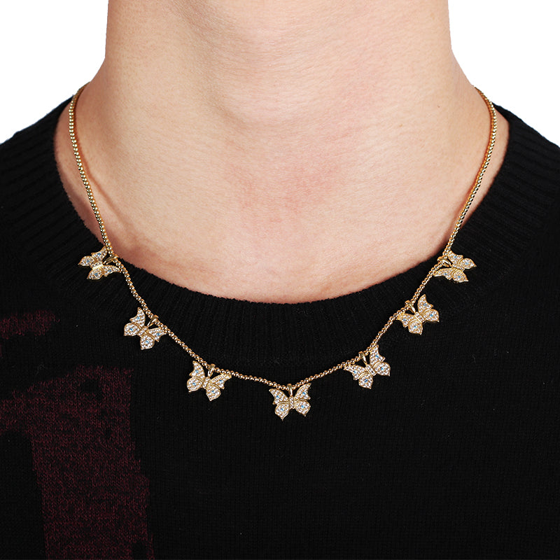 Farfetch Eyefunny diamond butterfly pendant choker necklace 