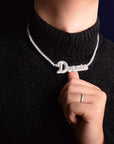 Hailey Bieber Wears Diamond Necklace With Her Married Last Name Vogue people.com custom name diamond necklace tennis link chain