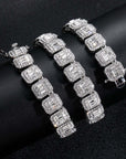 baguette diamond round stone tennis links bracelet necklace chain white gold yellow gold baller rappers nba fashion nova