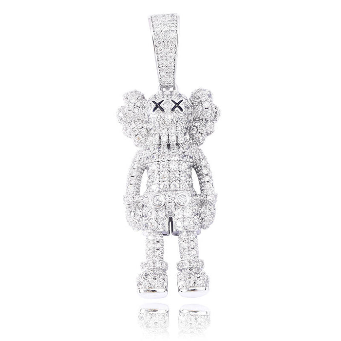 bape kaws originalfake 3D figure pendant necklace chain diamond ben baller vvs gold