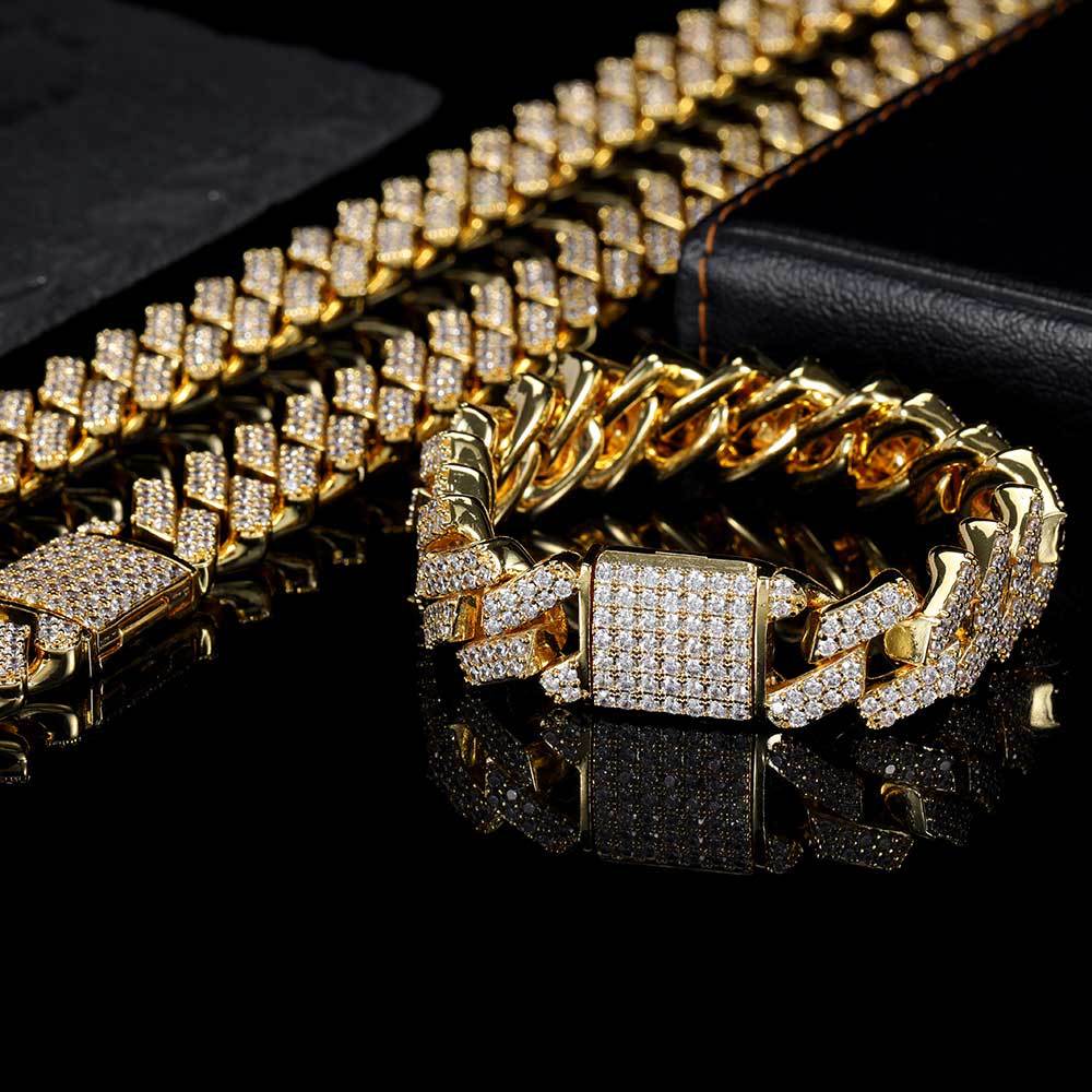 20mm curb cuban link three row highest quality gold diamond vvs ifandco icebox on lil uzi vert playvboi carti