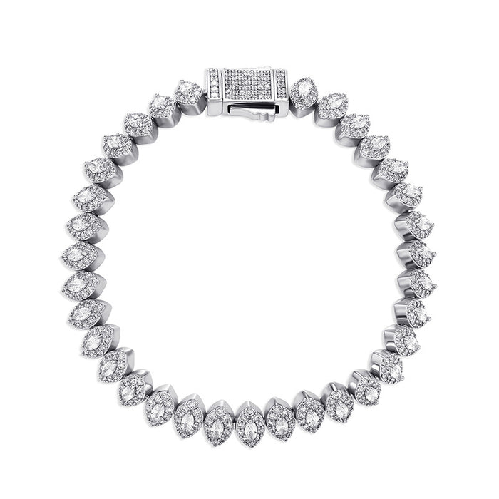 Iced out 8mm halo one row horse eye tennis links diamond bracelet White Gold bling iced out diamonds VVS