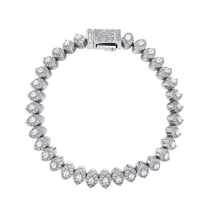 Iced out 8mm halo one row horse eye tennis links diamond bracelet White Gold bling iced out diamonds VVS