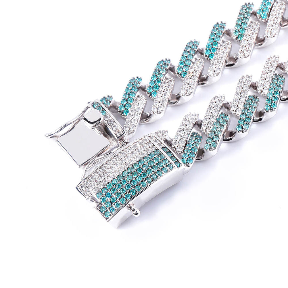 two tone curb cuban link bracelet blueface diamond gold buy travis scott