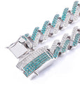 two tone curb cuban link bracelet blueface diamond gold buy travis scott