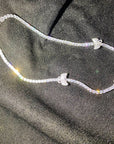 4mm tennis link with fully iced 3 butterflies short diamond necklace choker White Gold kylie jenner kardashians