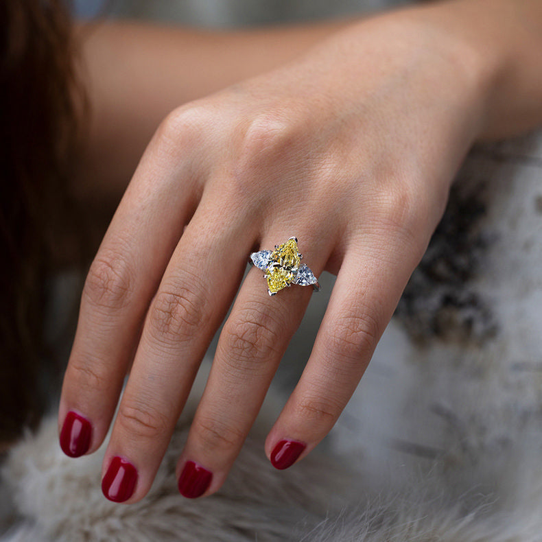 Three Stone Marquise Diamond tourmaline Engagement Rings kylie jenner ring travis scott