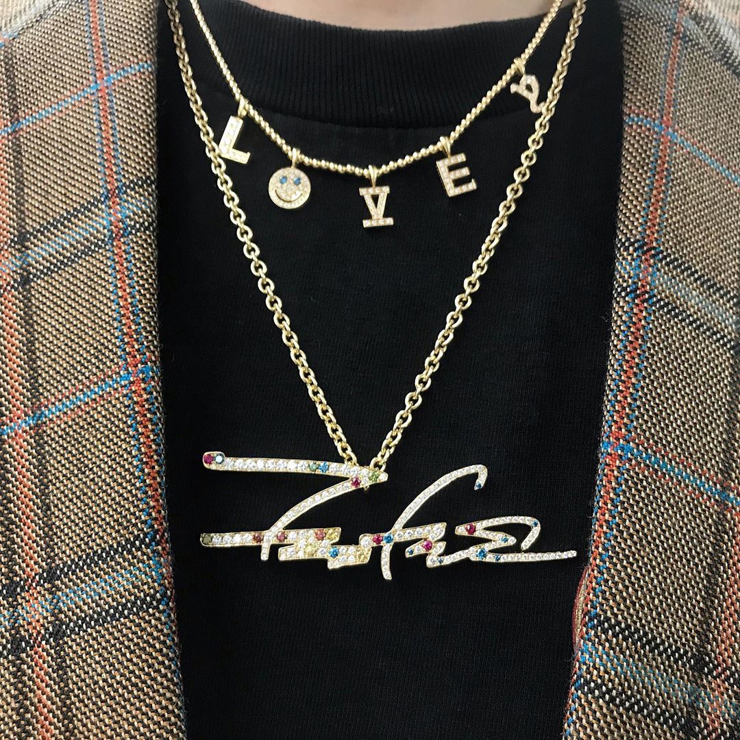 EYEFUNNY smiling face pendant necklace chain diamond vvs アイファニー POGGY KIM JONES VIRGIL JBALVIN