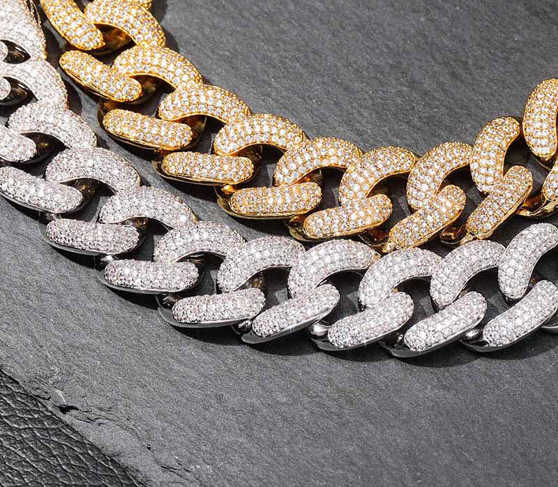 20mm cuban link fully iced micro pave diamond travis scott playboi carti asap rocky ian connor vlone vvs