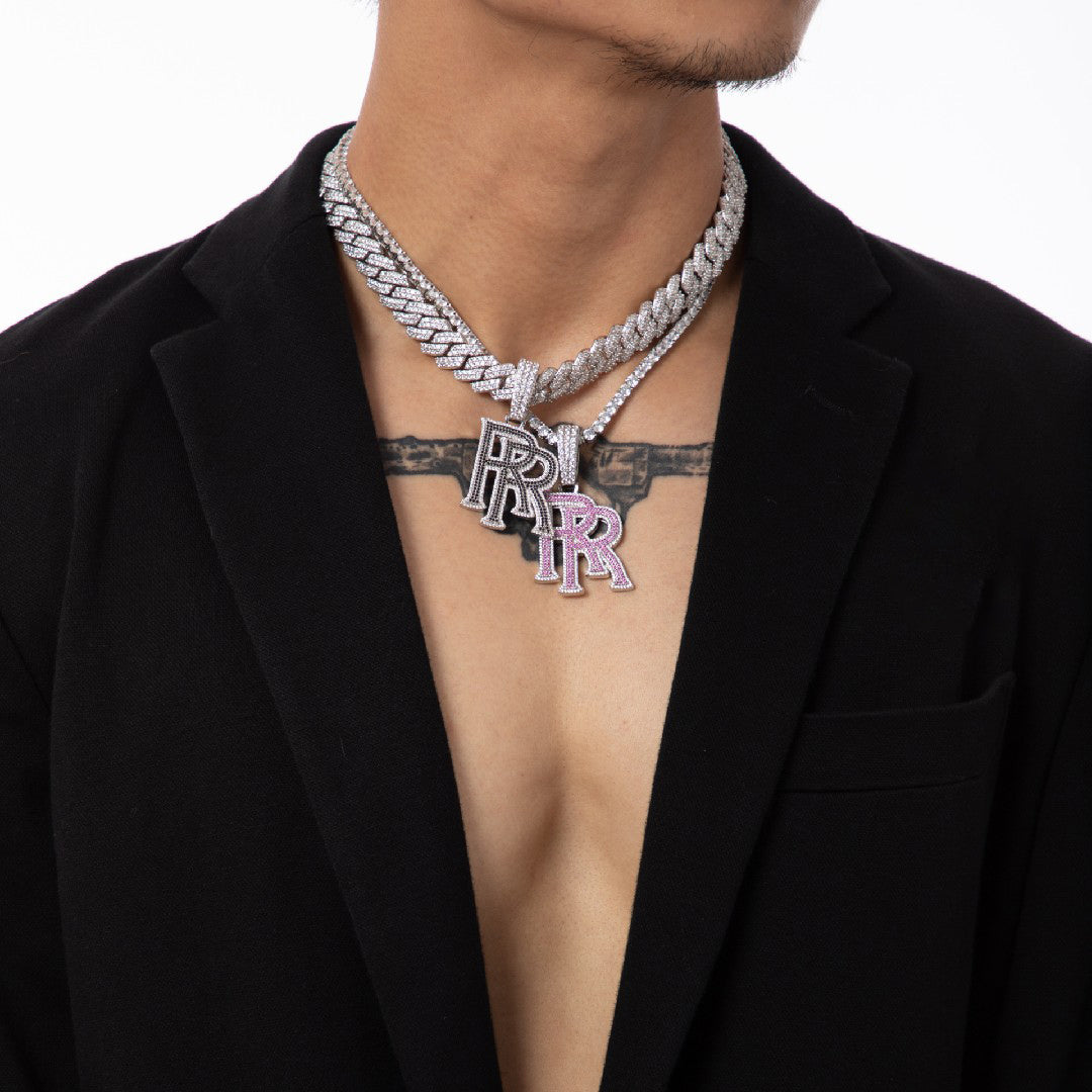 Double RR RoddyRicch diamond pendant &amp; necklace with free matching chain included shopgld ifandco
