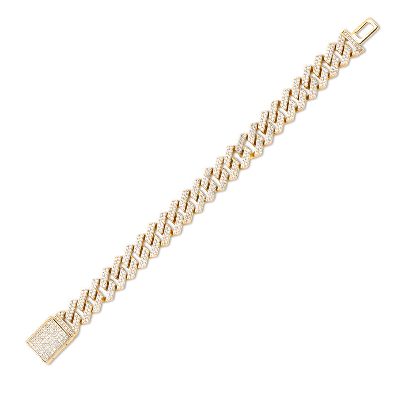 curb cuban link 14mm necklace bracelet chain fully iced custom clasp diamond ifandco