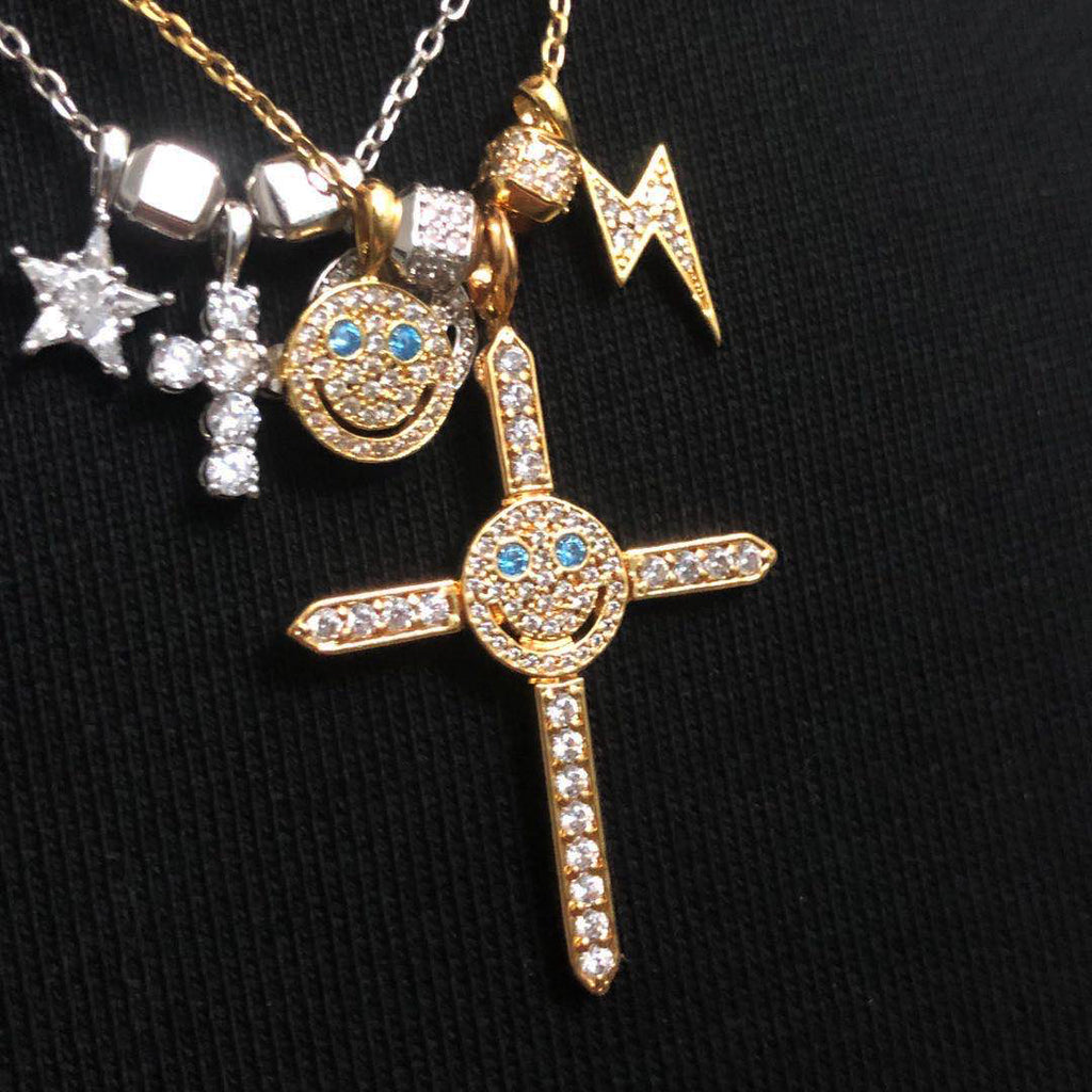 EYEFUNNY smiling face pendant necklace chain diamond vvs アイファニー POGGY KIM JONES VIRGIL JBALVIN