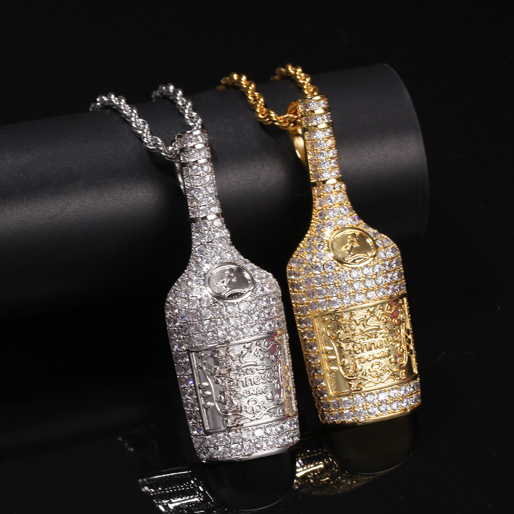 Hennessy dripped bottle pendant necklace chain saweetie my type juice world diamond gold 