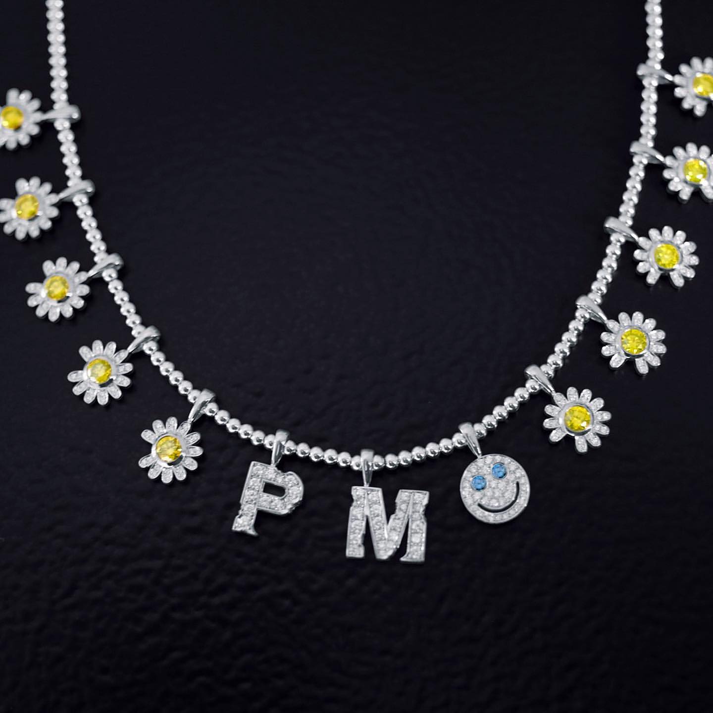 EYEFUNNY diamond daisy smiling face pendant necklace chain gdragon peaceminusone アイファニー POGGY KIM JONES VIRGIL JBALVIN
