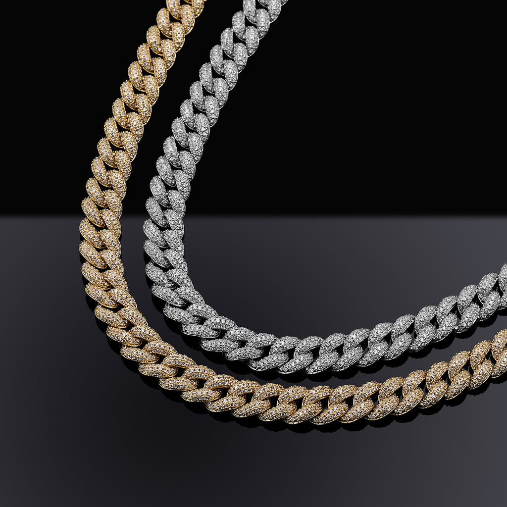 Fully iced 3D Bubble 10mm diamond cuban link necklace chain Yellow Gold high end fine jewelry ifandco jewelers travis scott