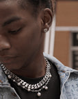 Asap Rocky pearl necklace Chanel cuban links chain with beads vlone playboi carti jeweler diamond gold