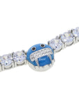 Emoji frozen freeze too icy diamond tennis link necklace chain short choker
